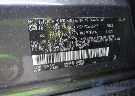 2024 Toyota Rav4 Xle из США, поврежденный, VIN 2T3P1RFV0RW461839